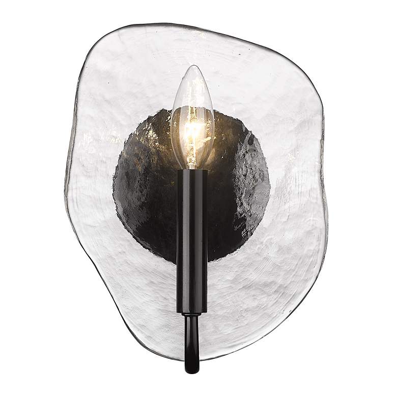 Image 5 Samara 7 3/4" Wide 1-Light Matte Black Wall Sconce With Hammered Glass more views