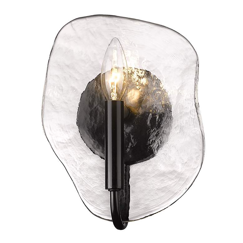 Image 6 Samara 7 3/4" Wide 1-Light Matte Black Wall Sconce With Hammered Glass more views