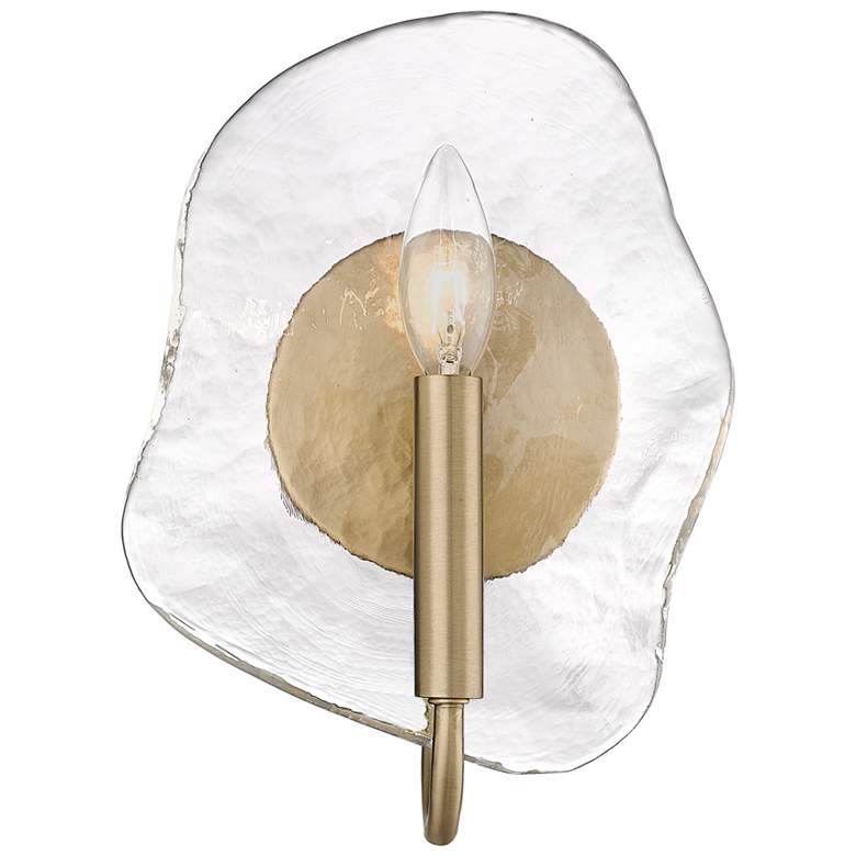 Image 1 Samara 7 3/4" Wide Wall Sconce in Modern Brass with Hammered Water Gla