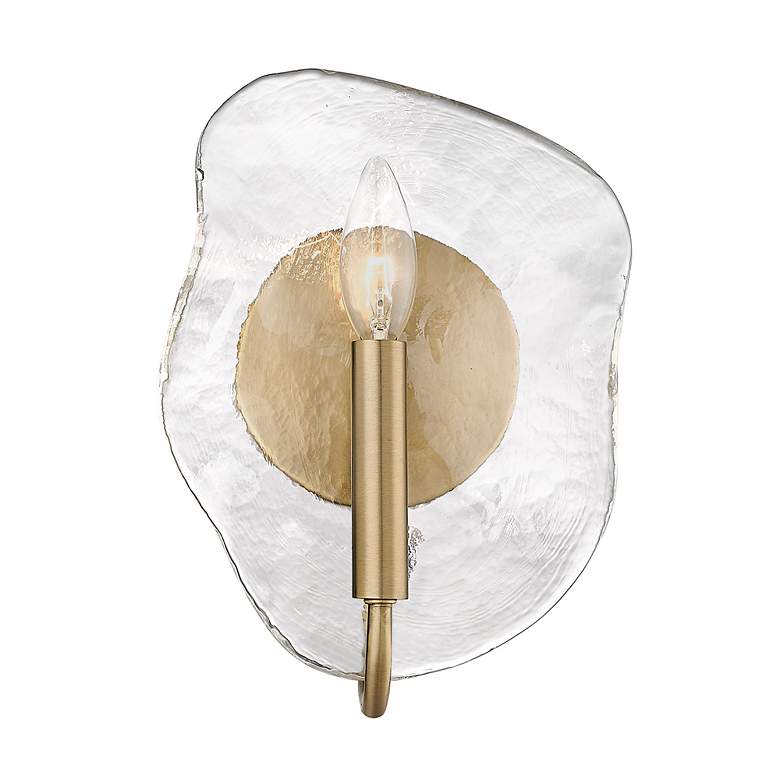 Image 5 Samara 7 3/4" Wide Wall Sconce in Modern Brass with Hammered Water Gla more views