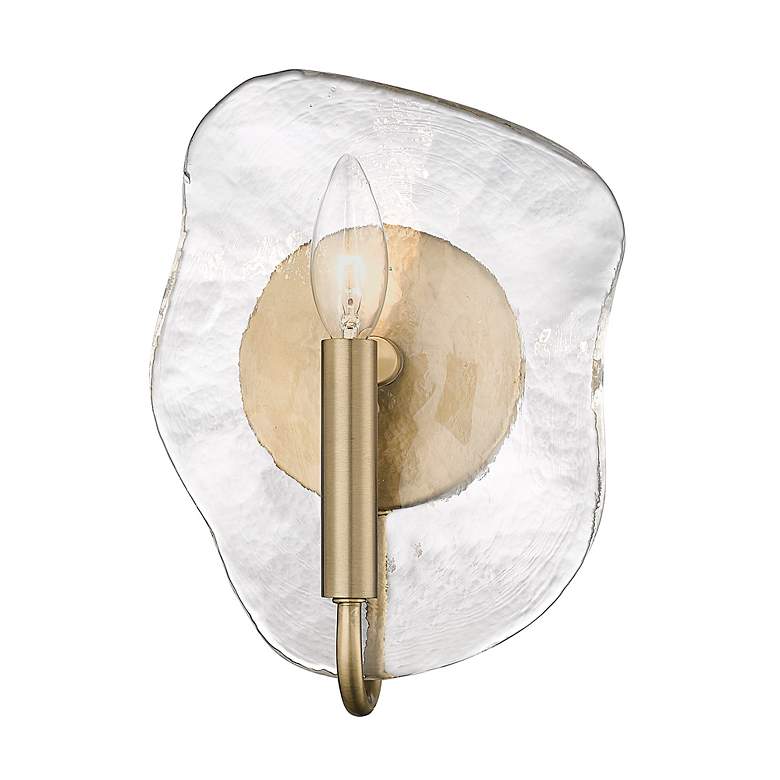 Image 6 Samara 7 3/4" Wide Wall Sconce in Modern Brass with Hammered Water Gla more views