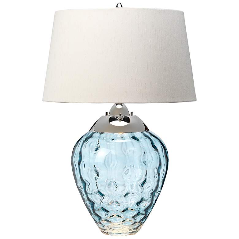 Image 1 Samara Blue Wavy Texture Glass Table Lamp