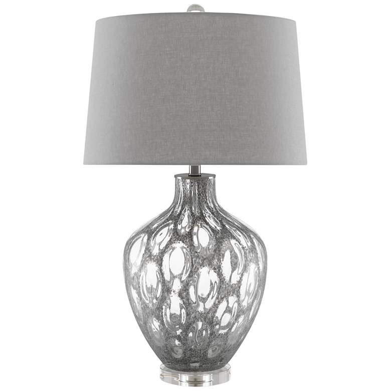 Image 1 Samara Textured Dark Gray and Clear Glass Table Lamp