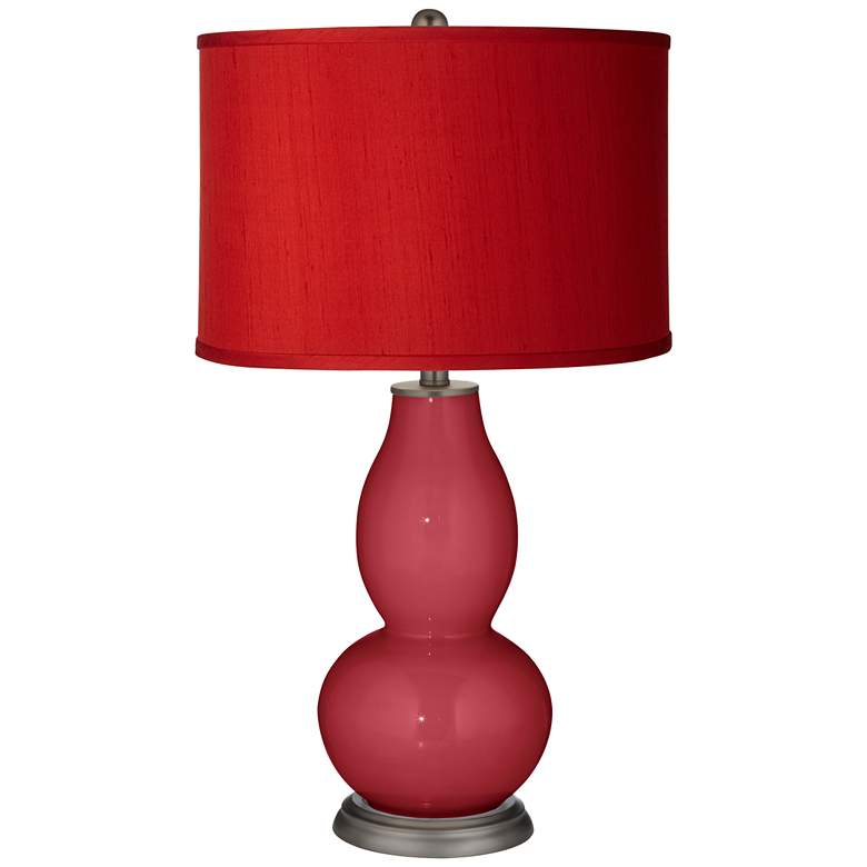 Image 1 Samba - China Red Polyester Shade Double Gourd Table Lamp