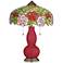 Samba Gourd Tiffany-Style Table Lamp with Rose Bloom Shade