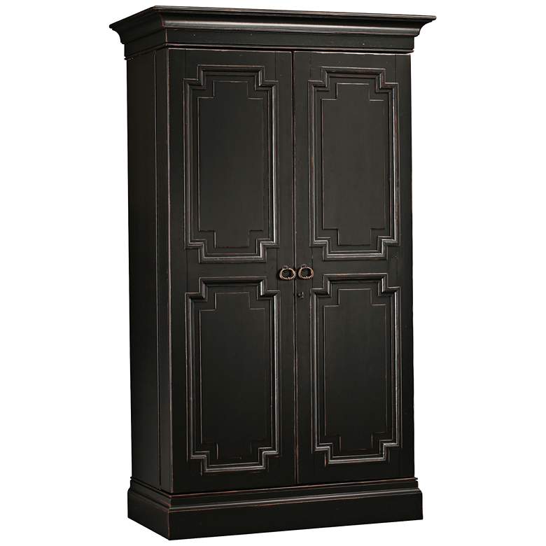 Image 1 Sambuca 75" High Worn Black 2-Door Wine and Bar Cabinet