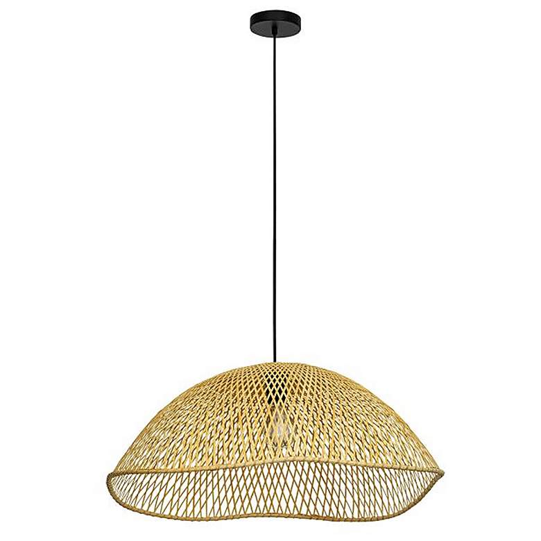 Image 1 Sambucona 28.35" Wide Matte Black Pendant With Natural Color Wicker Sh