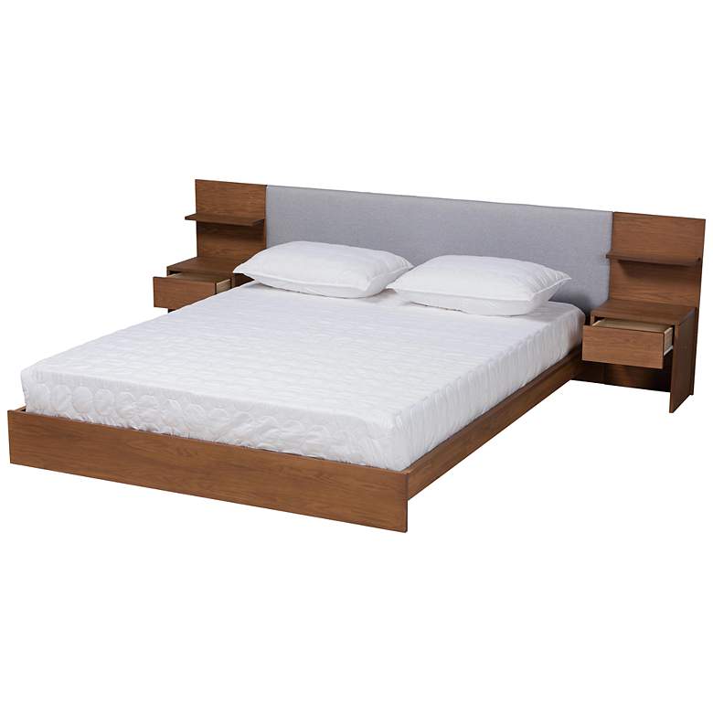 Image 5 Sami Walnut Brown Queen Platform Storage Bed w/ Nightstands more views