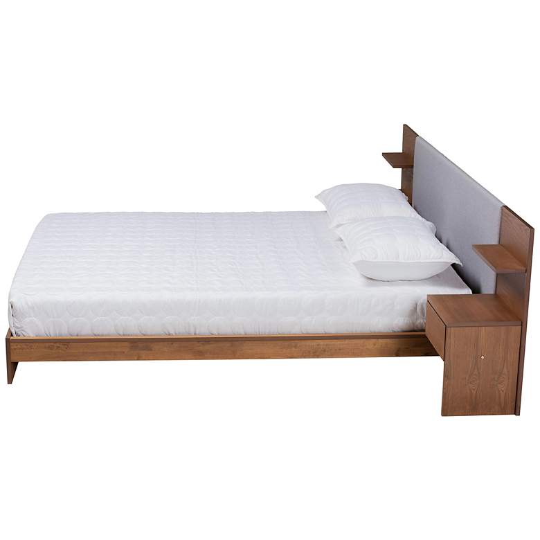 Image 6 Sami Walnut Brown Queen Platform Storage Bed w/ Nightstands more views