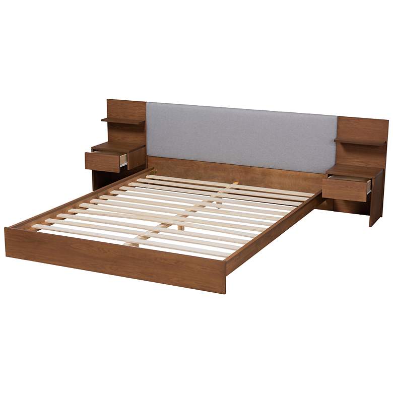 Image 7 Sami Walnut Brown Queen Platform Storage Bed w/ Nightstands more views