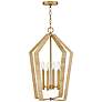 1_Sammi 17" Wide Lacquered Brass and Rattan 4-Light Pendant