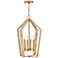 Sammi 17" Wide Lacquered Brass and Rattan 4-Light Pendant