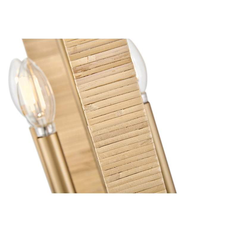 Image 3 Sammi 17" Wide Lacquered Brass and Rattan 4-Light Pendant more views