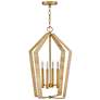 6_Sammi 17" Wide Lacquered Brass and Rattan 4-Light Pendant more views