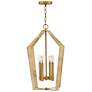 7_Sammi 17" Wide Lacquered Brass and Rattan 4-Light Pendant more views