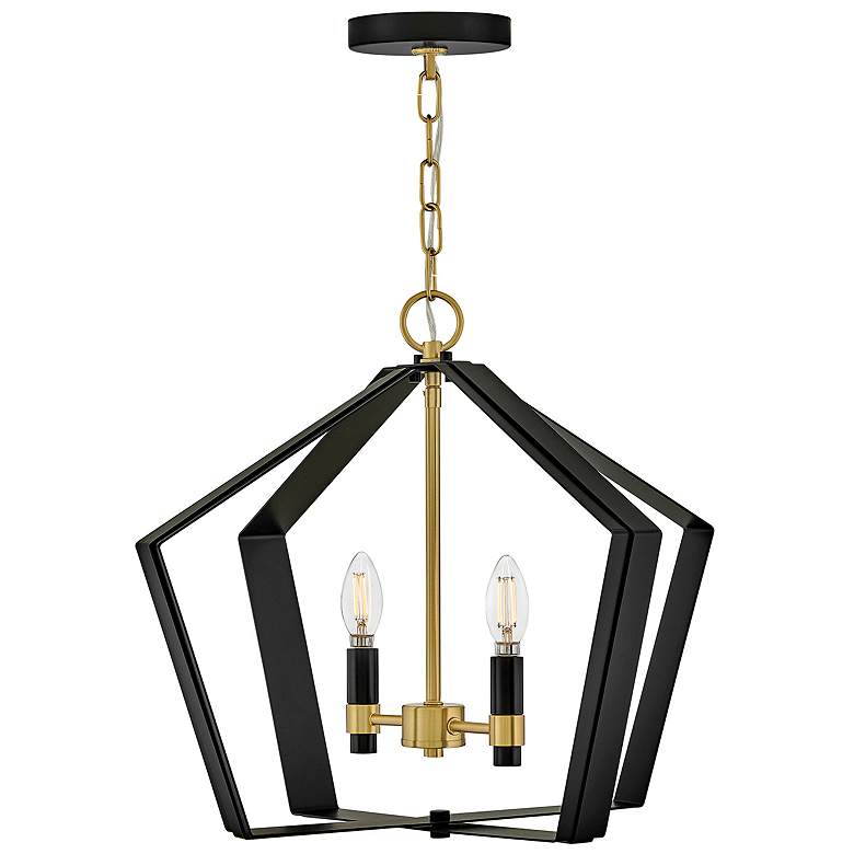 Image 1 Sammi 20" Wide Black and Lacquered Brass 2-Light Pendant