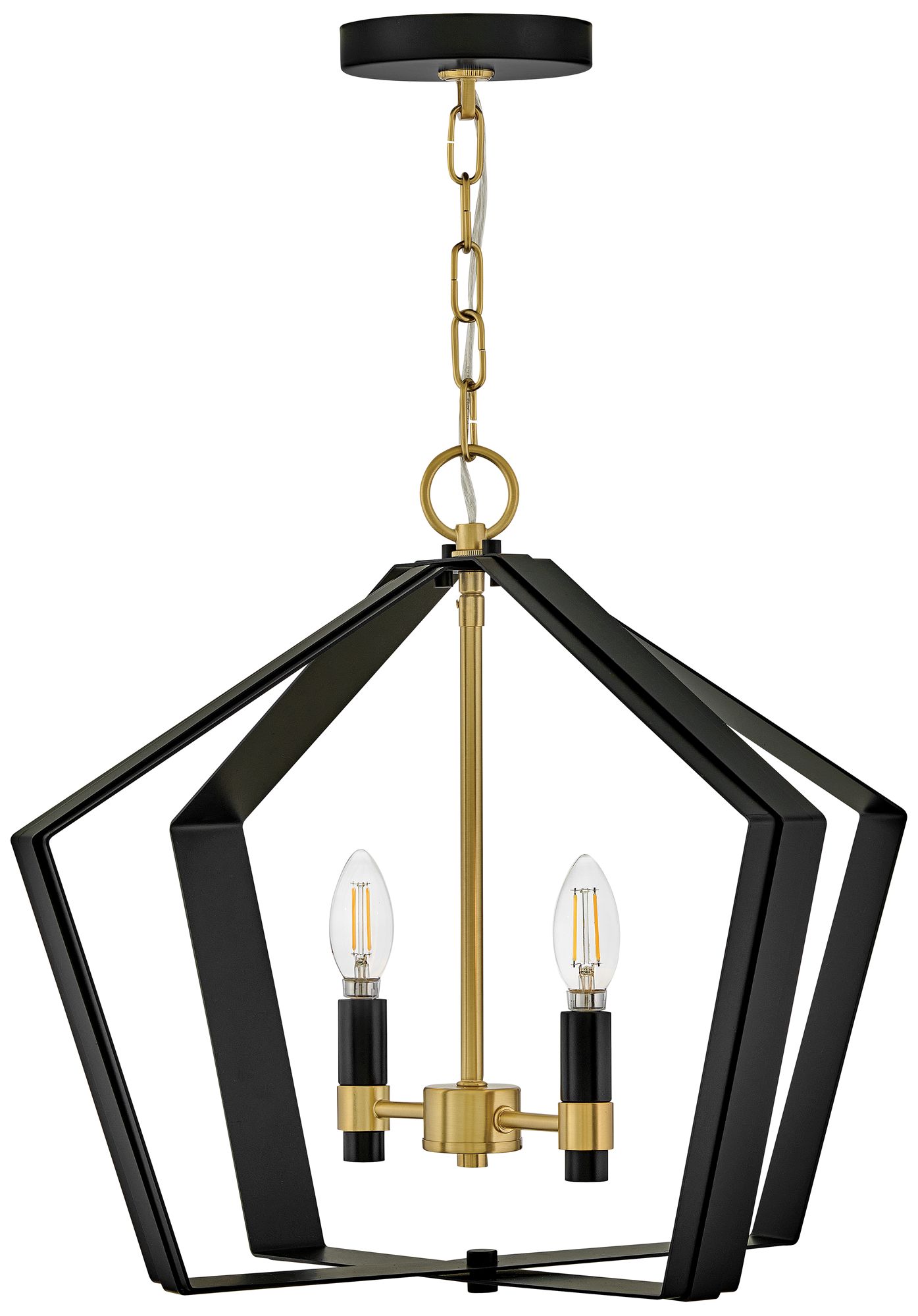 Image 2 Sammi 20" Wide Black and Lacquered Brass 2-Light Pendant more views