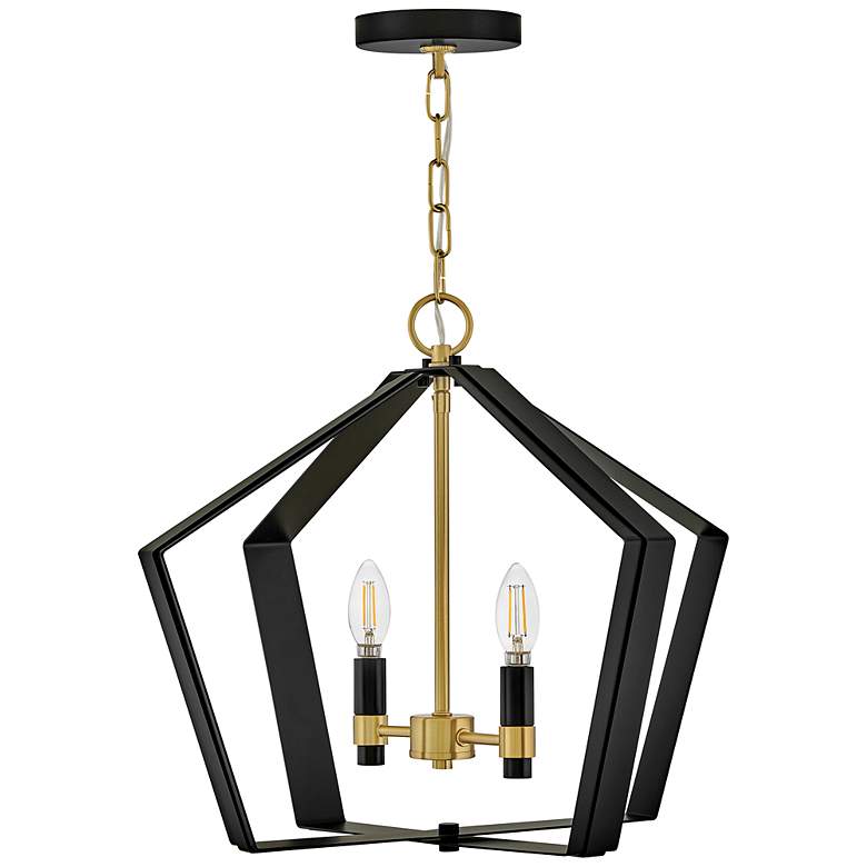 Image 2 Sammi 20" Wide Black and Lacquered Brass 2-Light Pendant more views