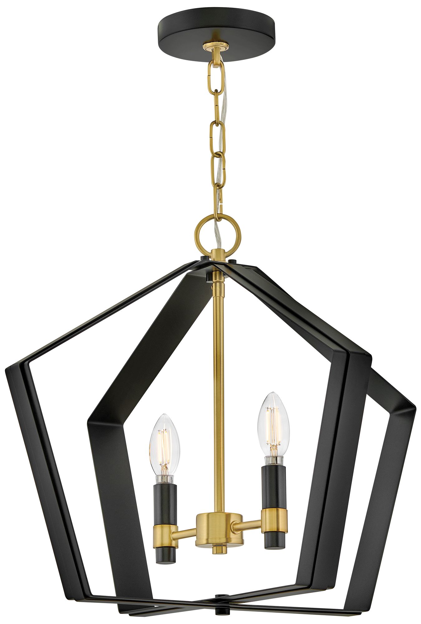 Image 3 Sammi 20" Wide Black and Lacquered Brass 2-Light Pendant more views