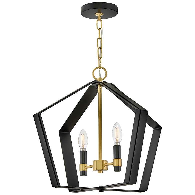 Image 3 Sammi 20" Wide Black and Lacquered Brass 2-Light Pendant more views