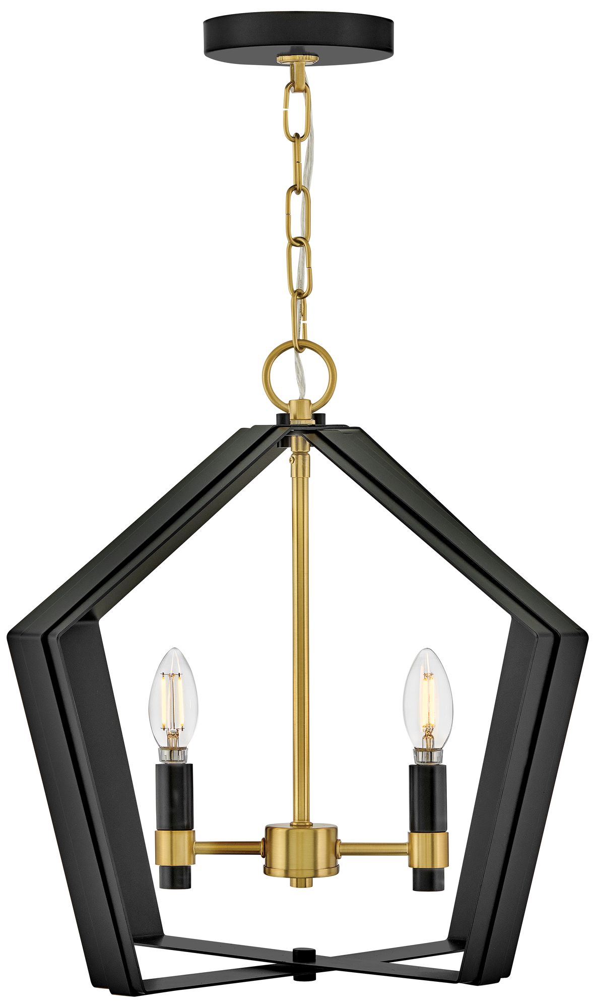 Image 4 Sammi 20" Wide Black and Lacquered Brass 2-Light Pendant more views