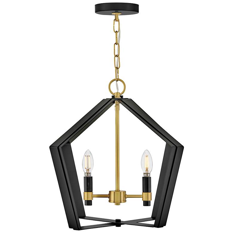 Image 4 Sammi 20" Wide Black and Lacquered Brass 2-Light Pendant more views