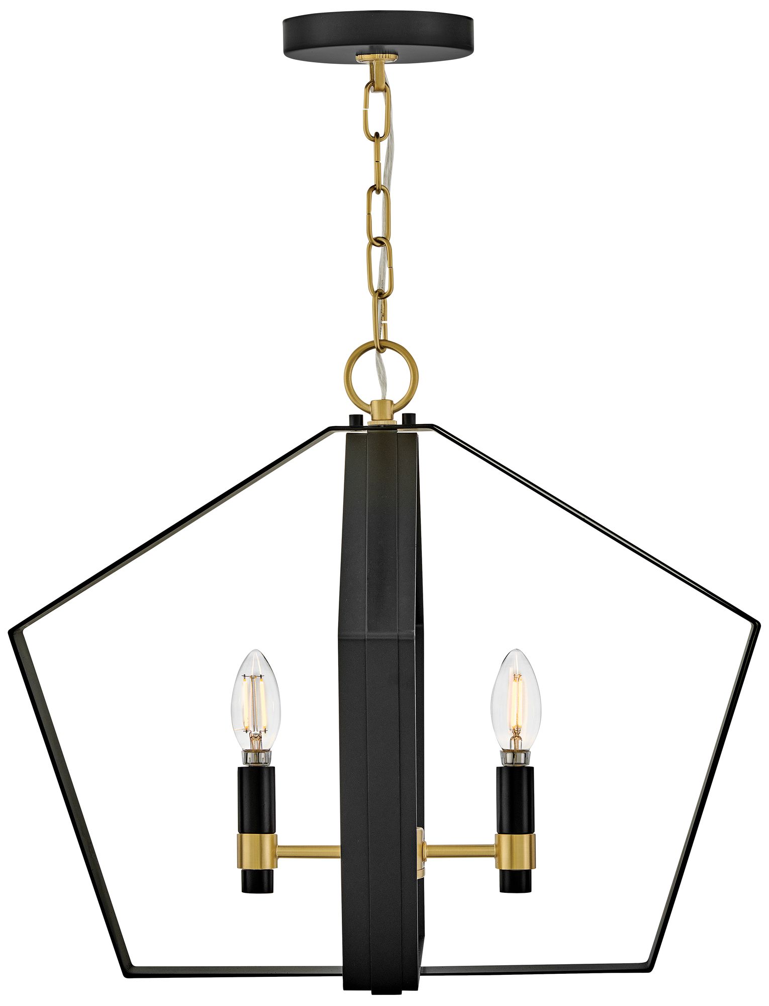 Image 5 Sammi 20" Wide Black and Lacquered Brass 2-Light Pendant more views