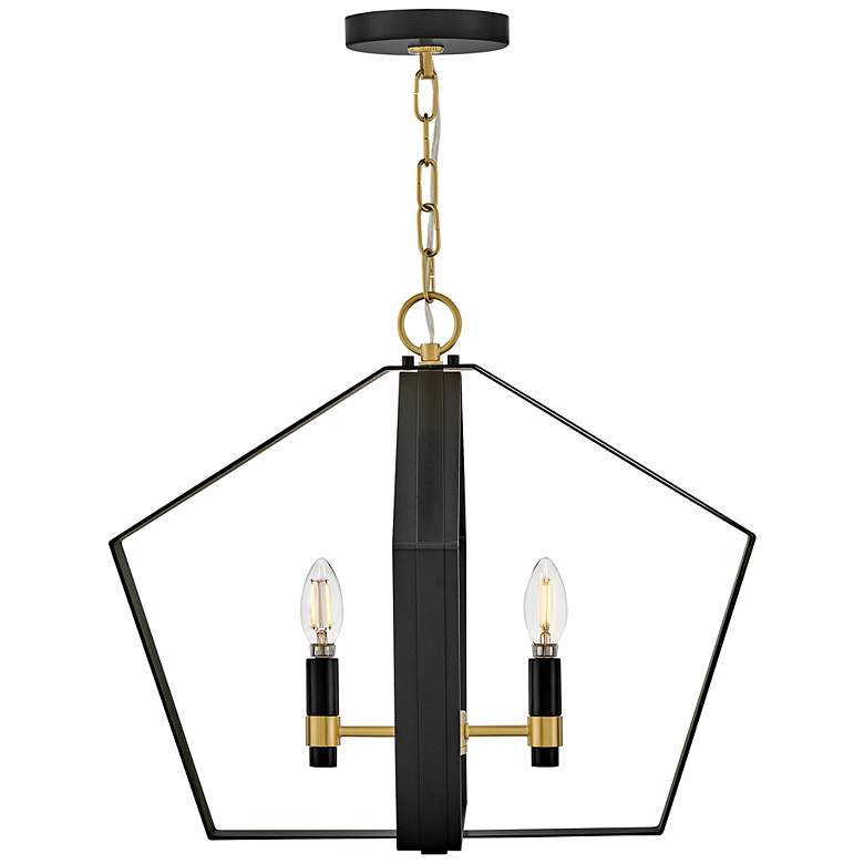 Image 5 Sammi 20" Wide Black and Lacquered Brass 2-Light Pendant more views