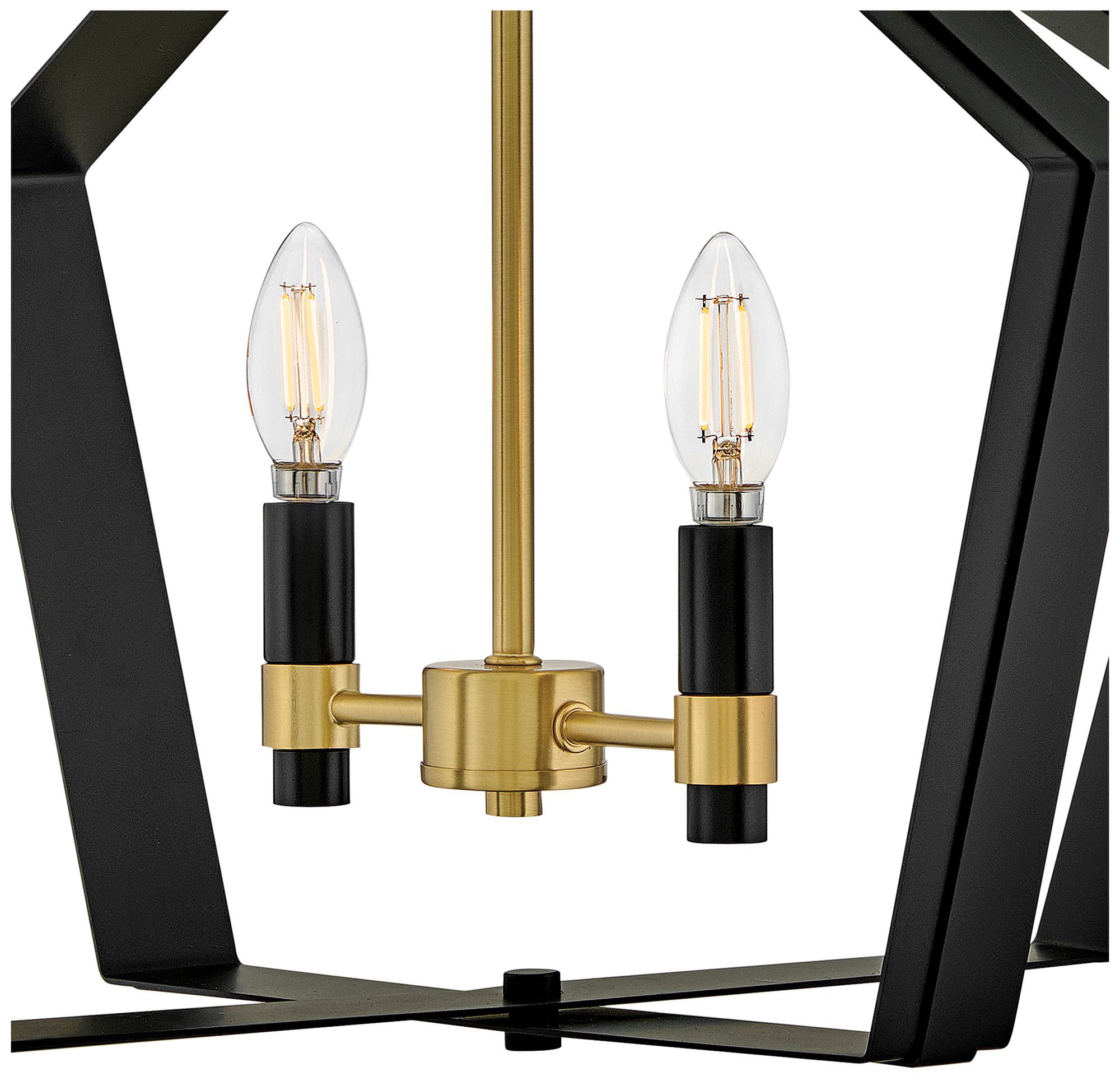 Sammi 20" Wide Black and Lacquered Brass 2-Light Pendant