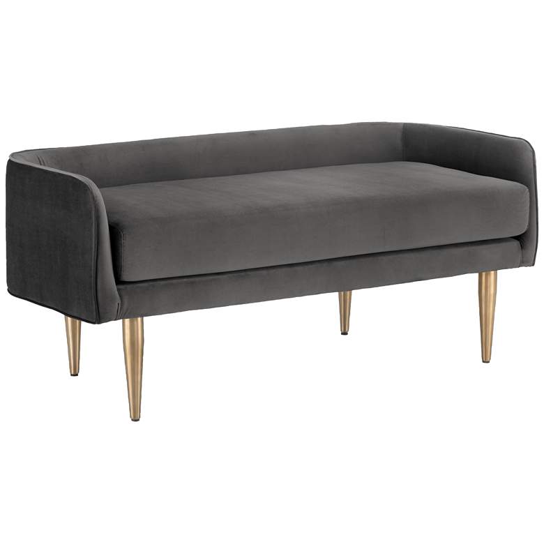 Image 1 Sammy 53" Wide Gray Sky Fabric Banquette Bench