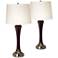 Sammy Mahogany and Antique Brass Table Lamps Set of 2 with Outlets