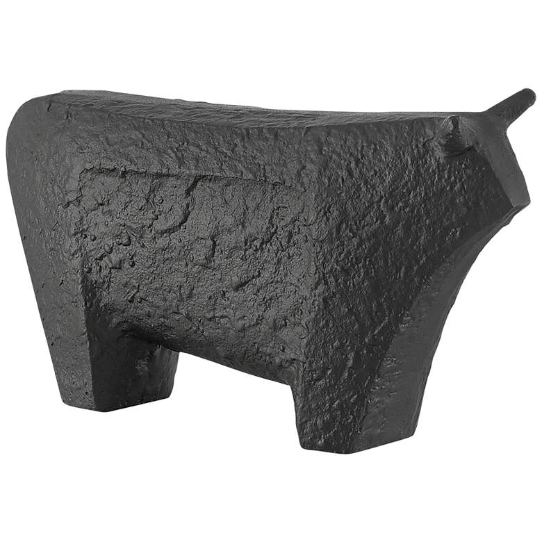 Image 1 Sampson Textured Matte Black 10 1/2" Wide Bull Figurine