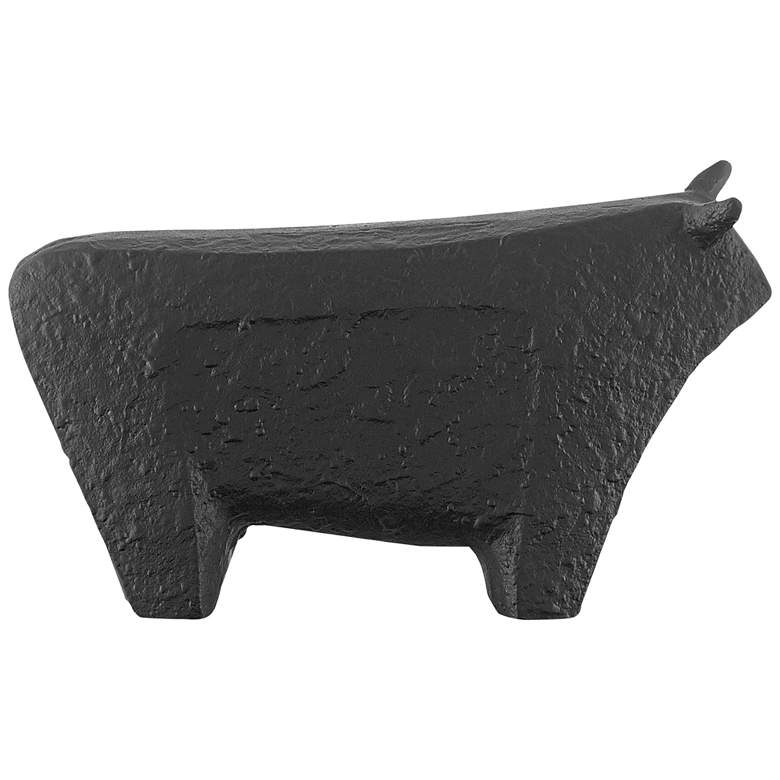 Image 3 Sampson Textured Matte Black 10 1/2 inch Wide Bull Figurine more views
