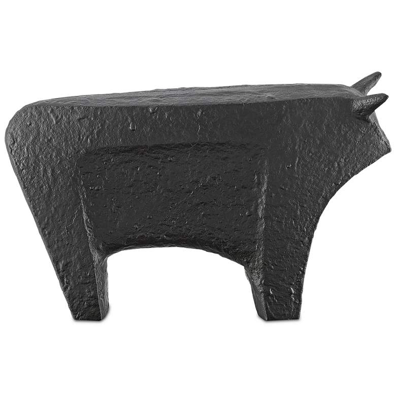 Image 1 Sampson Textured Matte Black 12" Wide Bull Figurine
