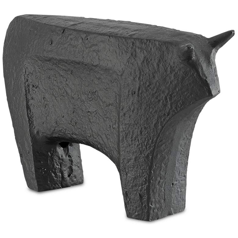 Image 2 Sampson Textured Matte Black 12" Wide Bull Figurine more views