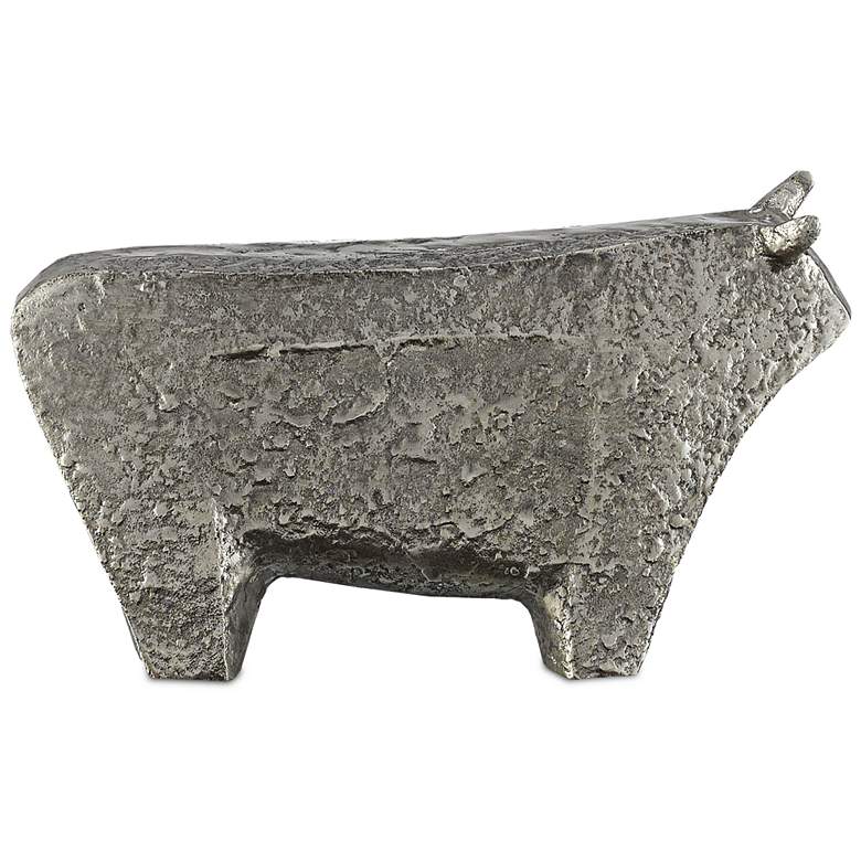Image 1 Sampson Textured Silver 10 3/4 inch Wide Bull Figurine