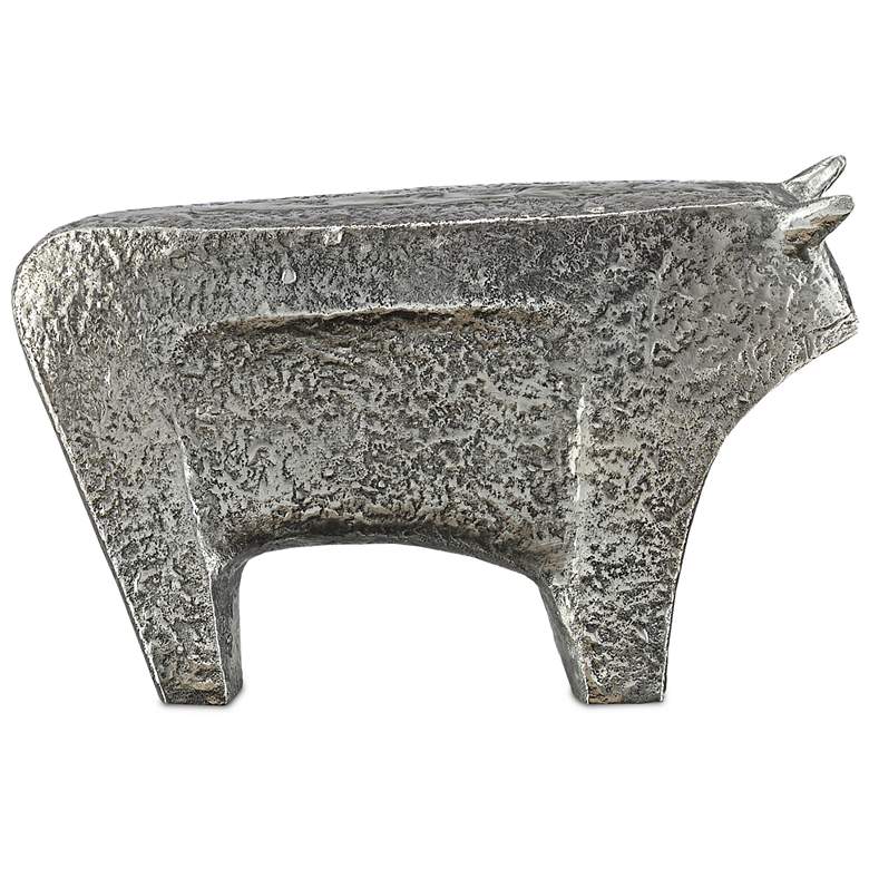 Image 1 Sampson Textured Silver 12 1/4" Wide Bull Figurine