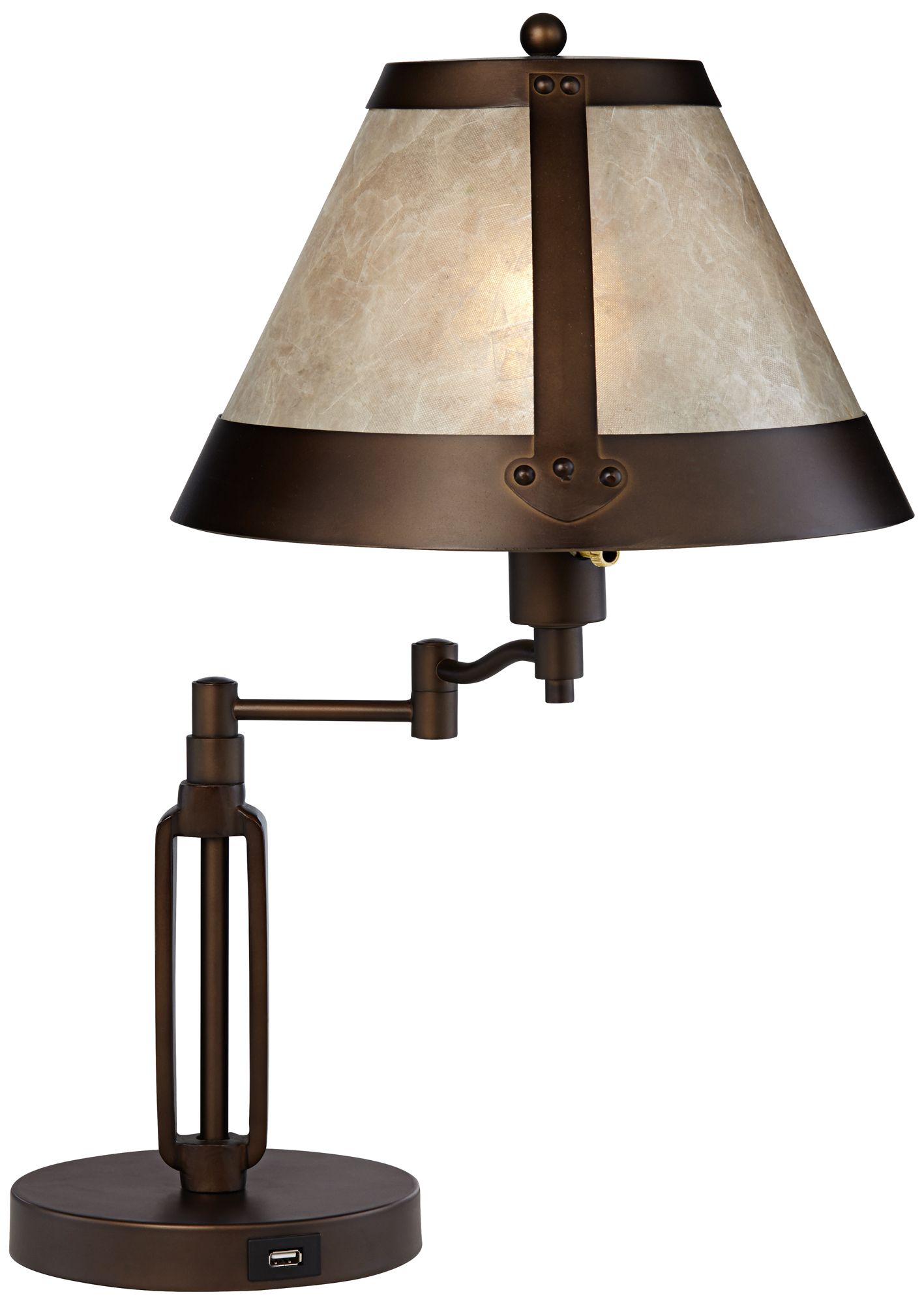 Samuel Bronze Swing Arm USB Desk Lamps Set of 2 with Socket