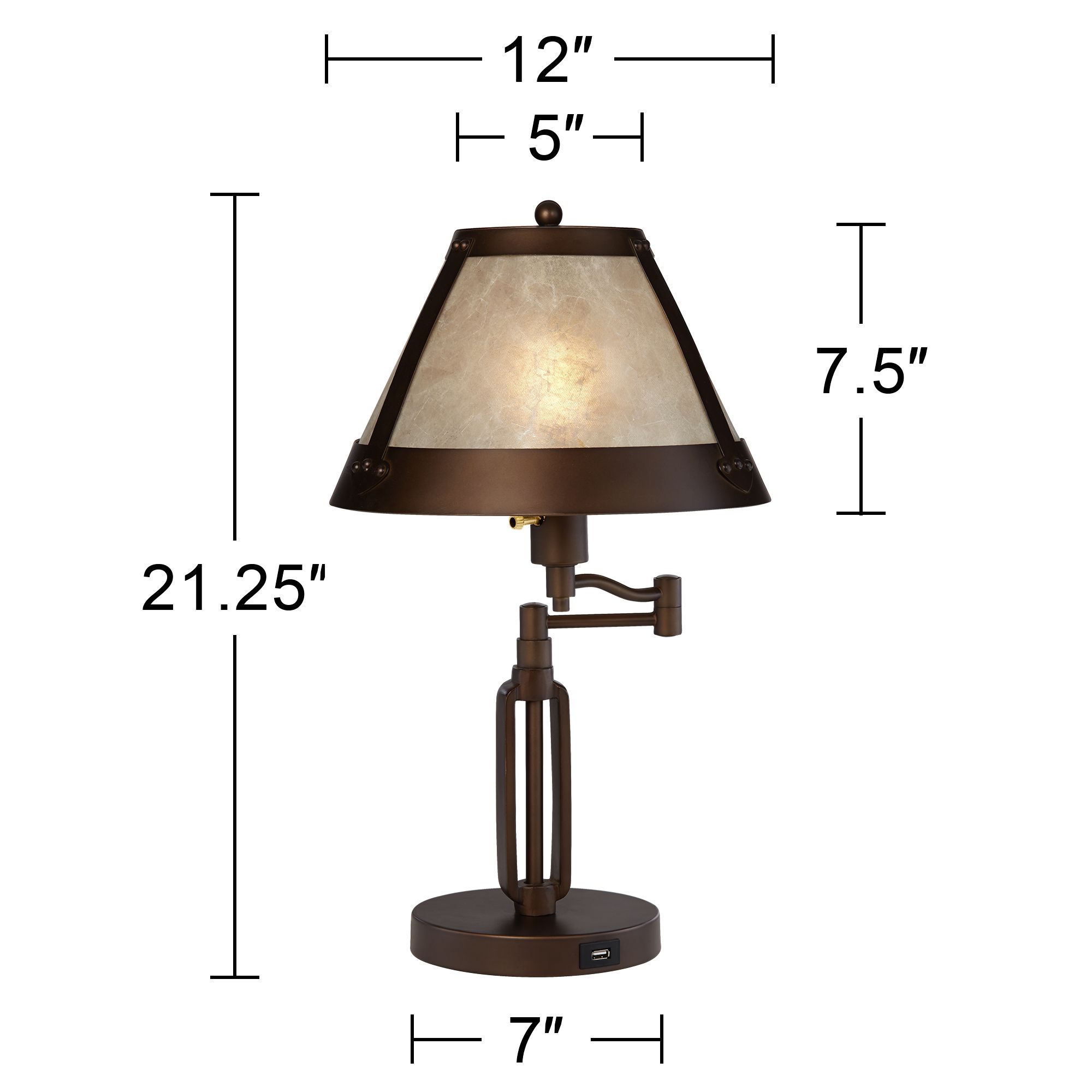 Samuel Bronze Swing Arm USB Desk Lamps Set of 2 with Socket