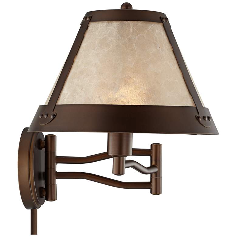 Image 5 Samuel Mica Shade Plug-In Swing Arm Wall Lamp with Cord Cover Set of 2 more views