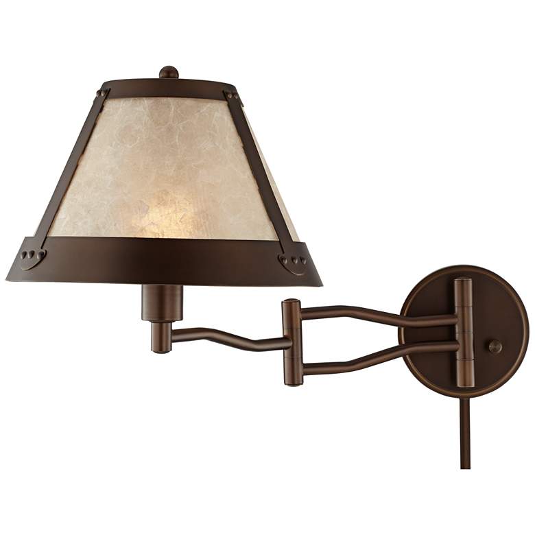 Image 6 Samuel Mica Shade Plug-In Swing Arm Wall Lamp with Cord Cover Set of 2 more views