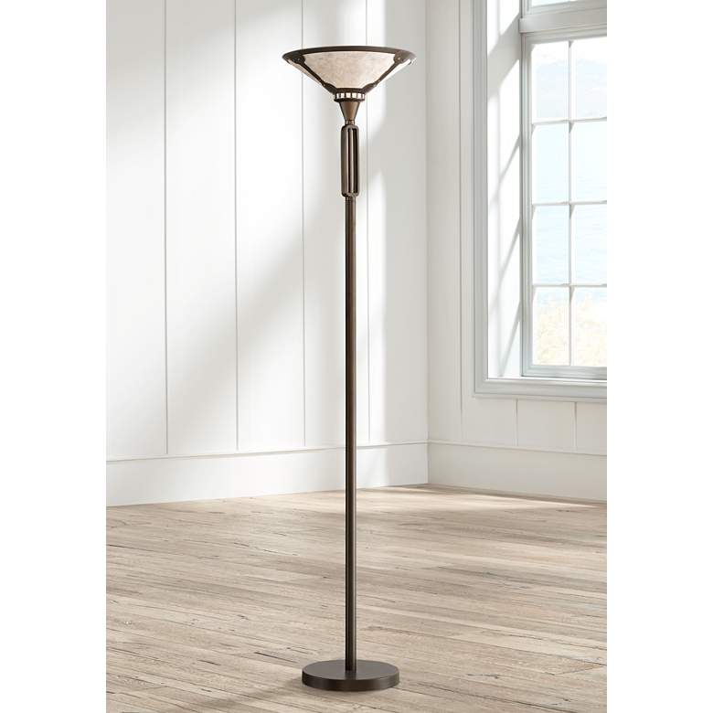 Image 1 Samuel Oil-Rubbed Bronze Torchiere with Mica Shade