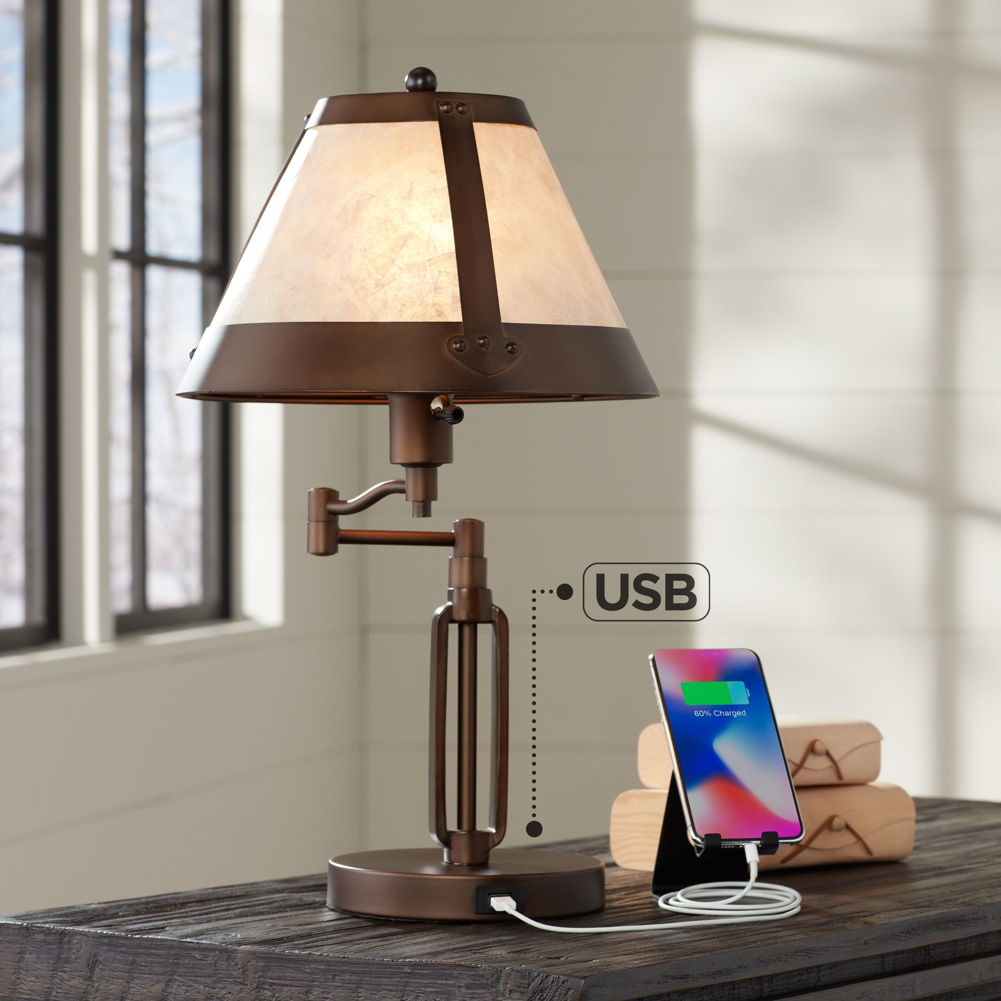 Large swing arm desk lamp