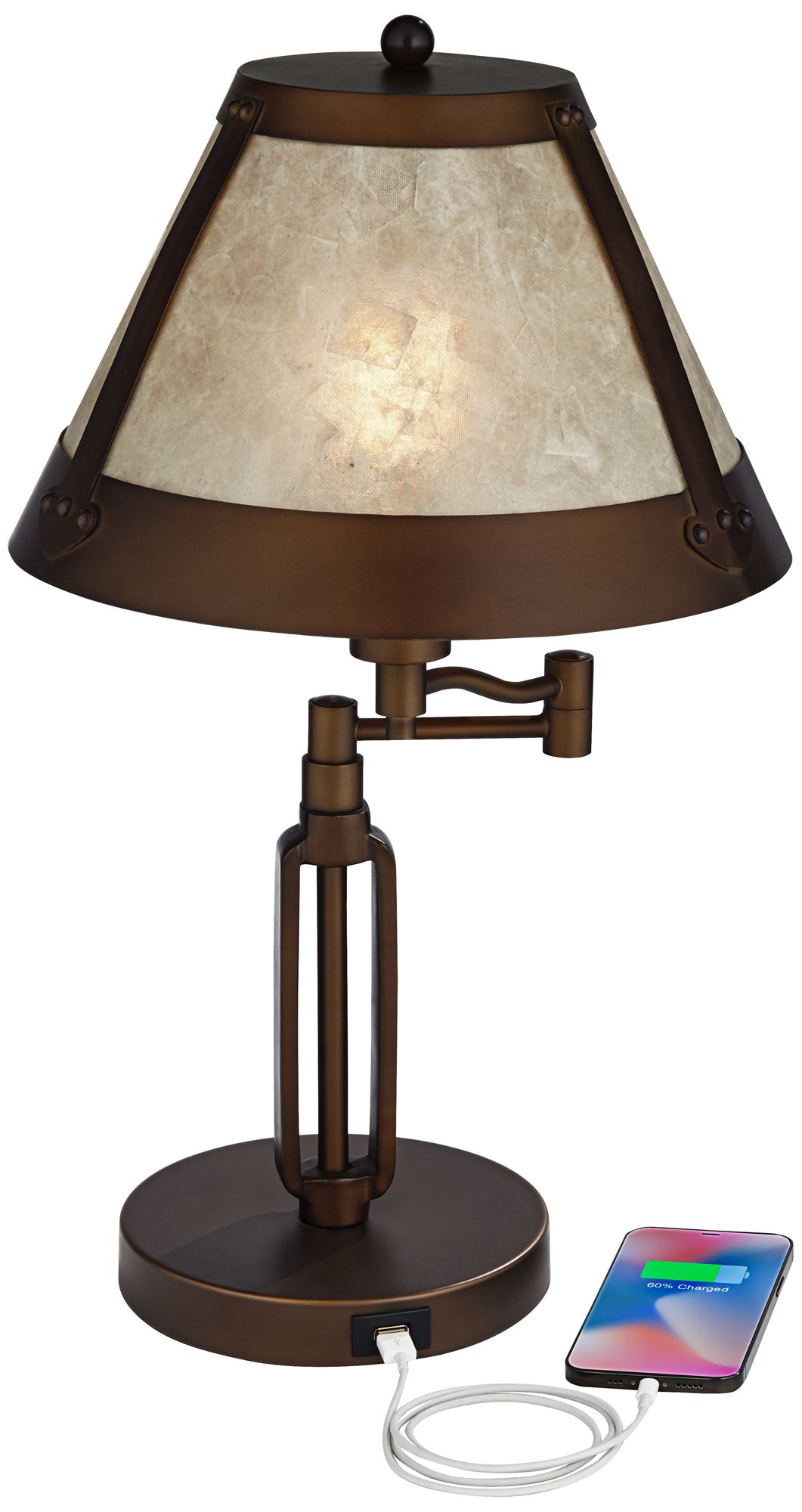 swing arm table lamp with usb port