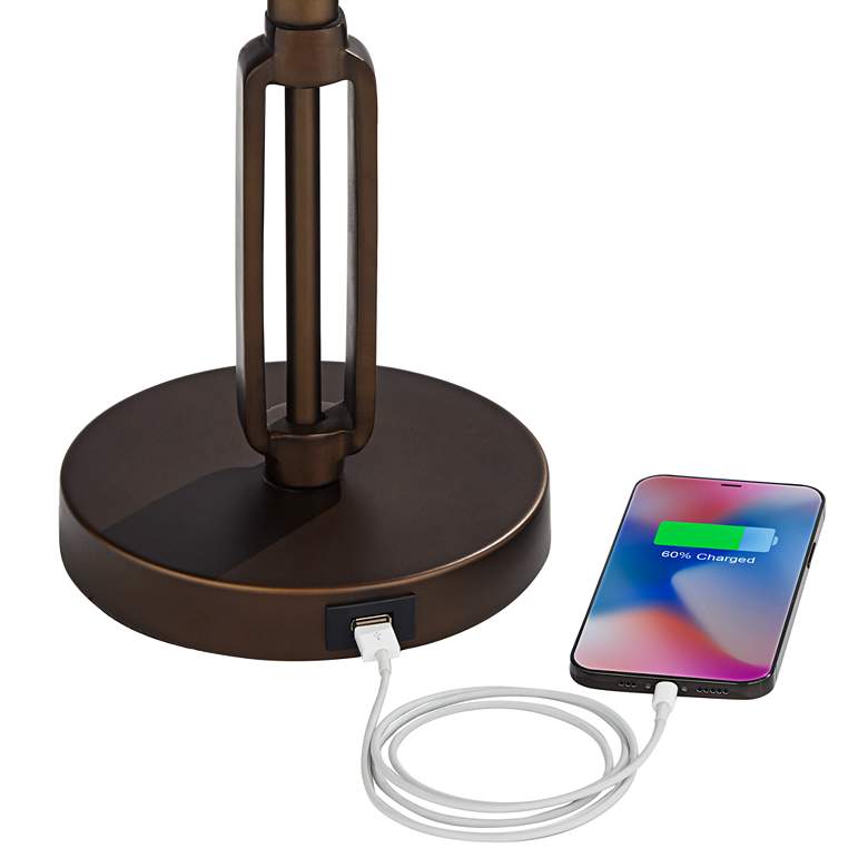 Samuel Swing Arm Desk Lamp with Mica Shade and USB Port more views