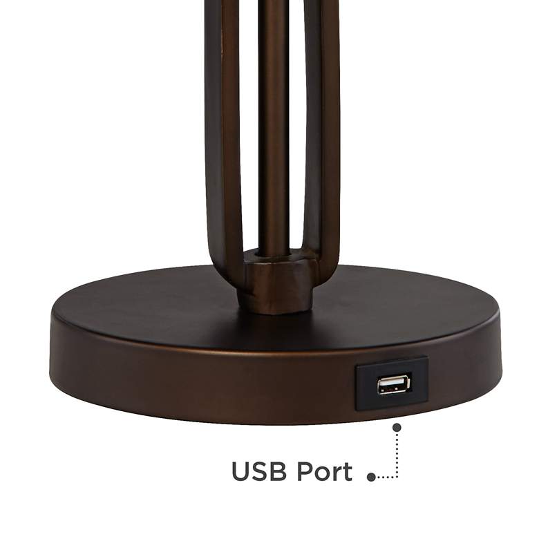 Samuel Swing Arm Desk Lamp with Mica Shade and USB Port more views