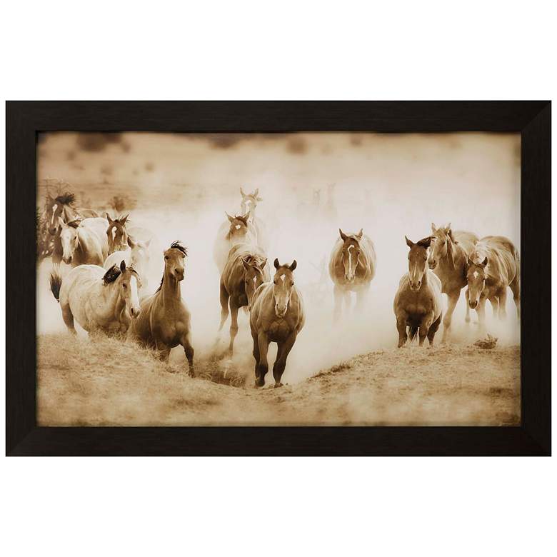 Image 3 San Cristobol Horses 50 inch Wide Framed Giclee Wall Art