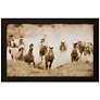 San Cristobol Horses 50" Wide Framed Giclee Wall Art in scene