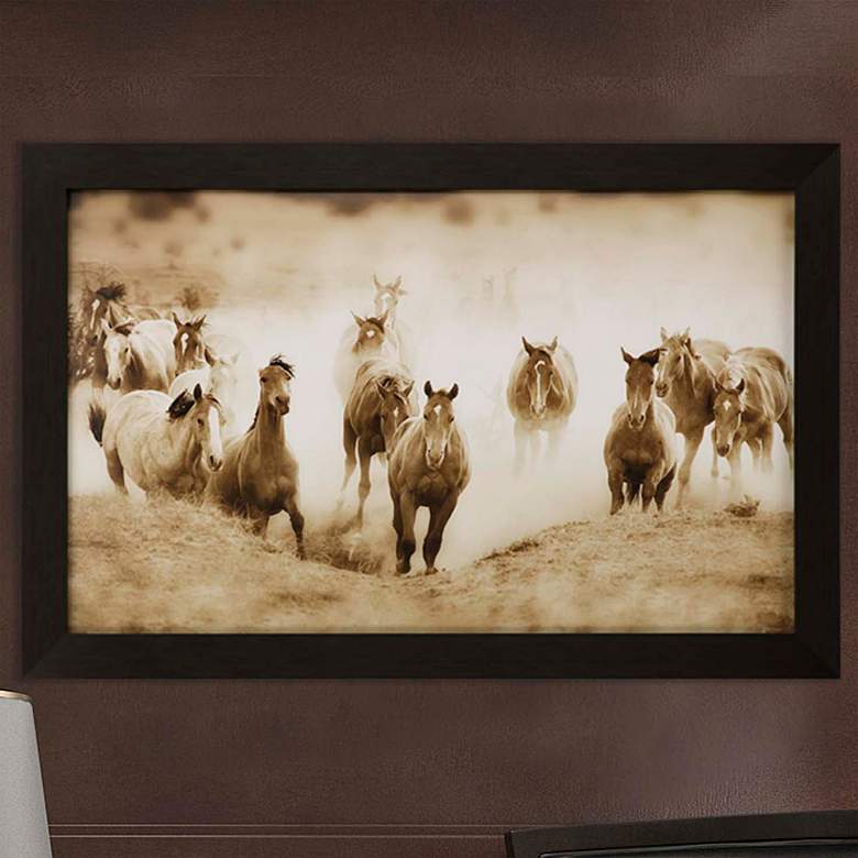 Image 2 San Cristobol Horses 50 inch Wide Framed Giclee Wall Art