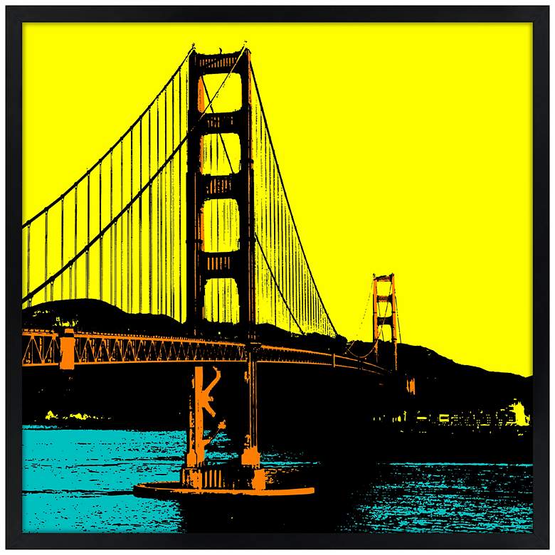 Image 1 San Francisco Bay 21" Square Black Giclee Wall Art